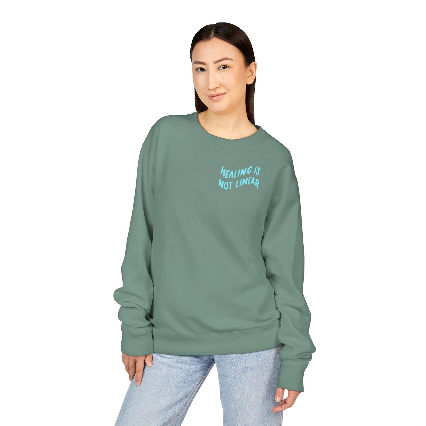 Healing Is Not Linear Crewneck - Lilac and Teal