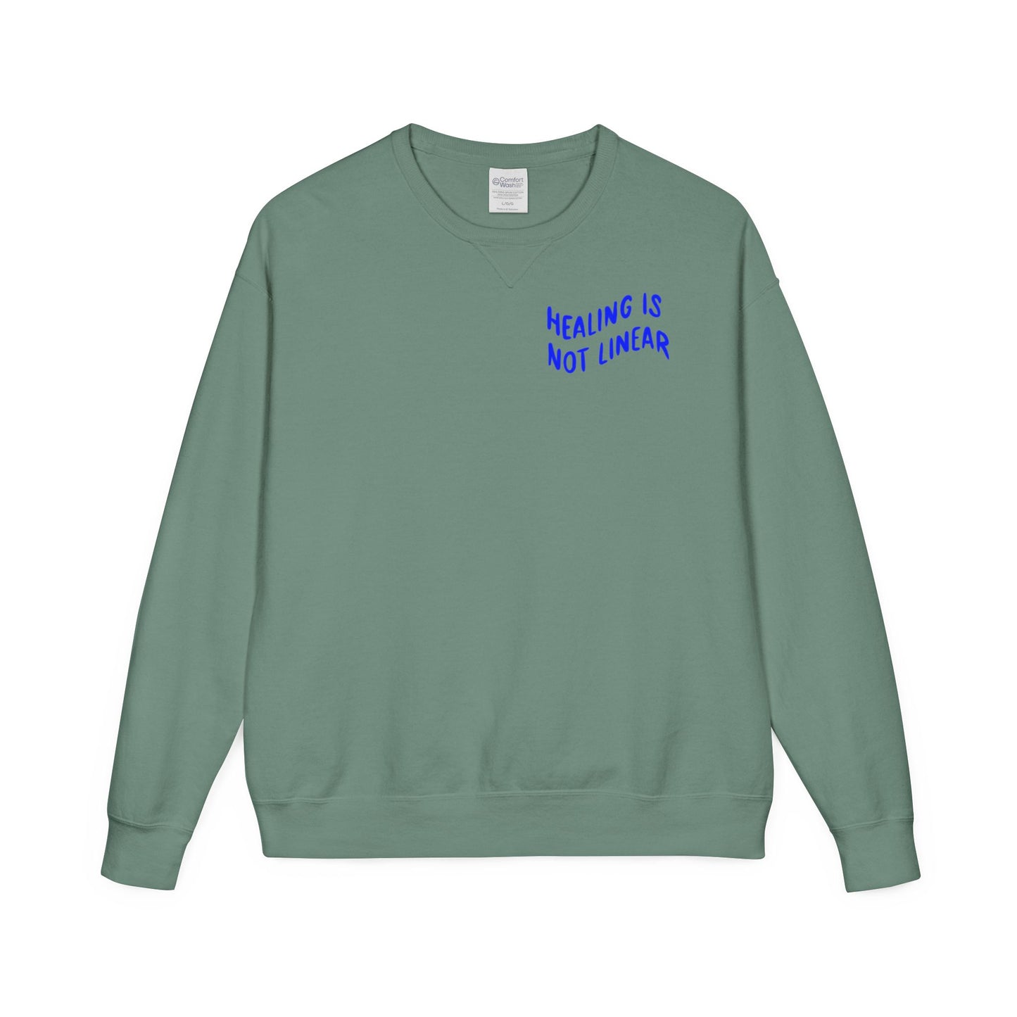 Healing Is Not Linear Crewneck - Teal and Navy