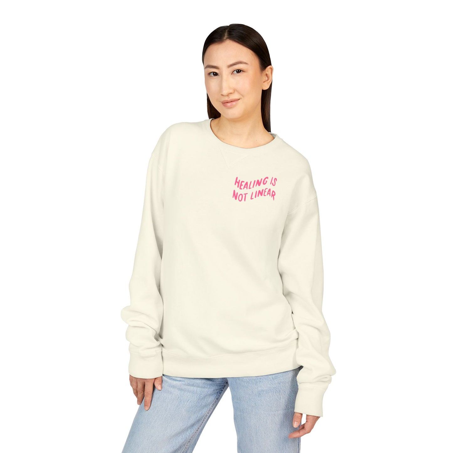 Healing Is Not Linear Crewneck - Lavender and Pink