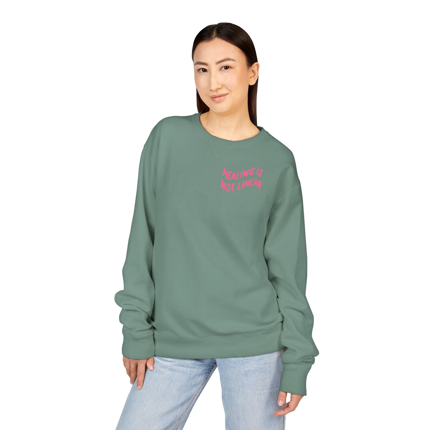 Healing Is Not Linear Crewneck - Lavender and Pink