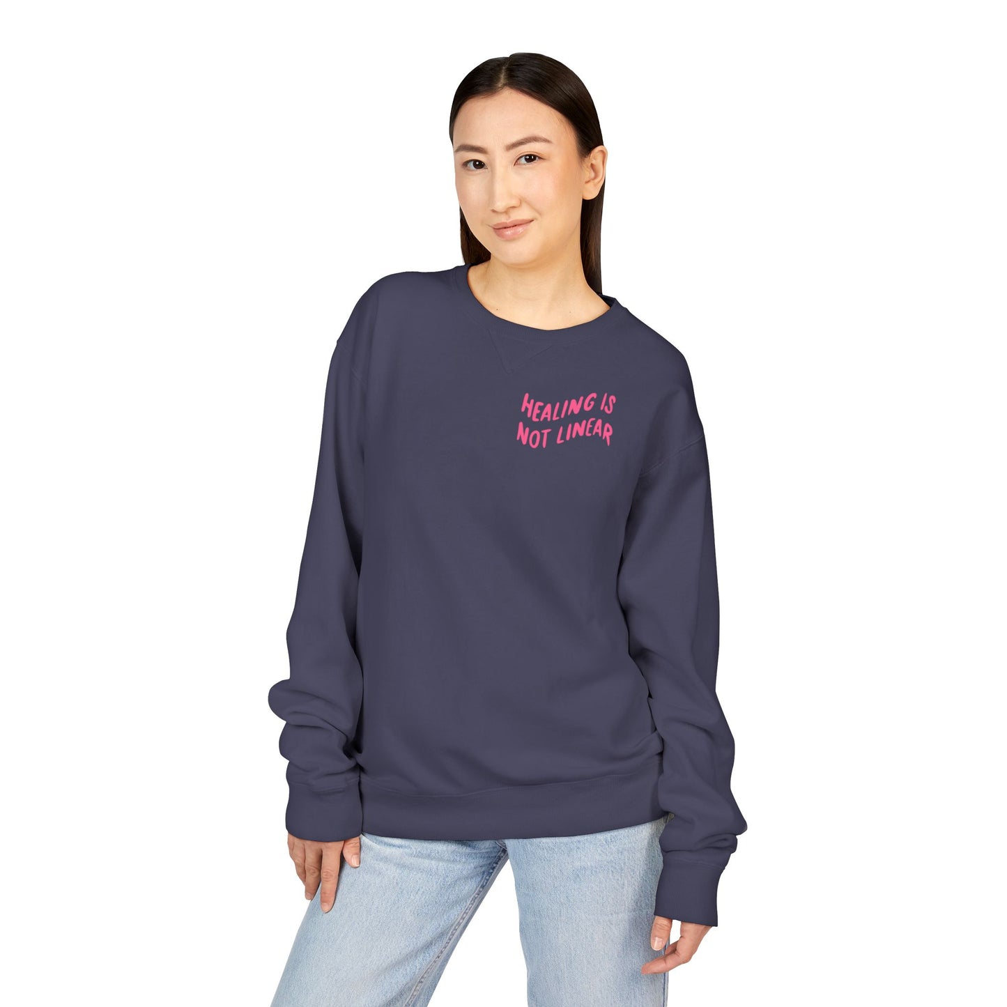 Healing Is Not Linear Crewneck - Lavender and Pink