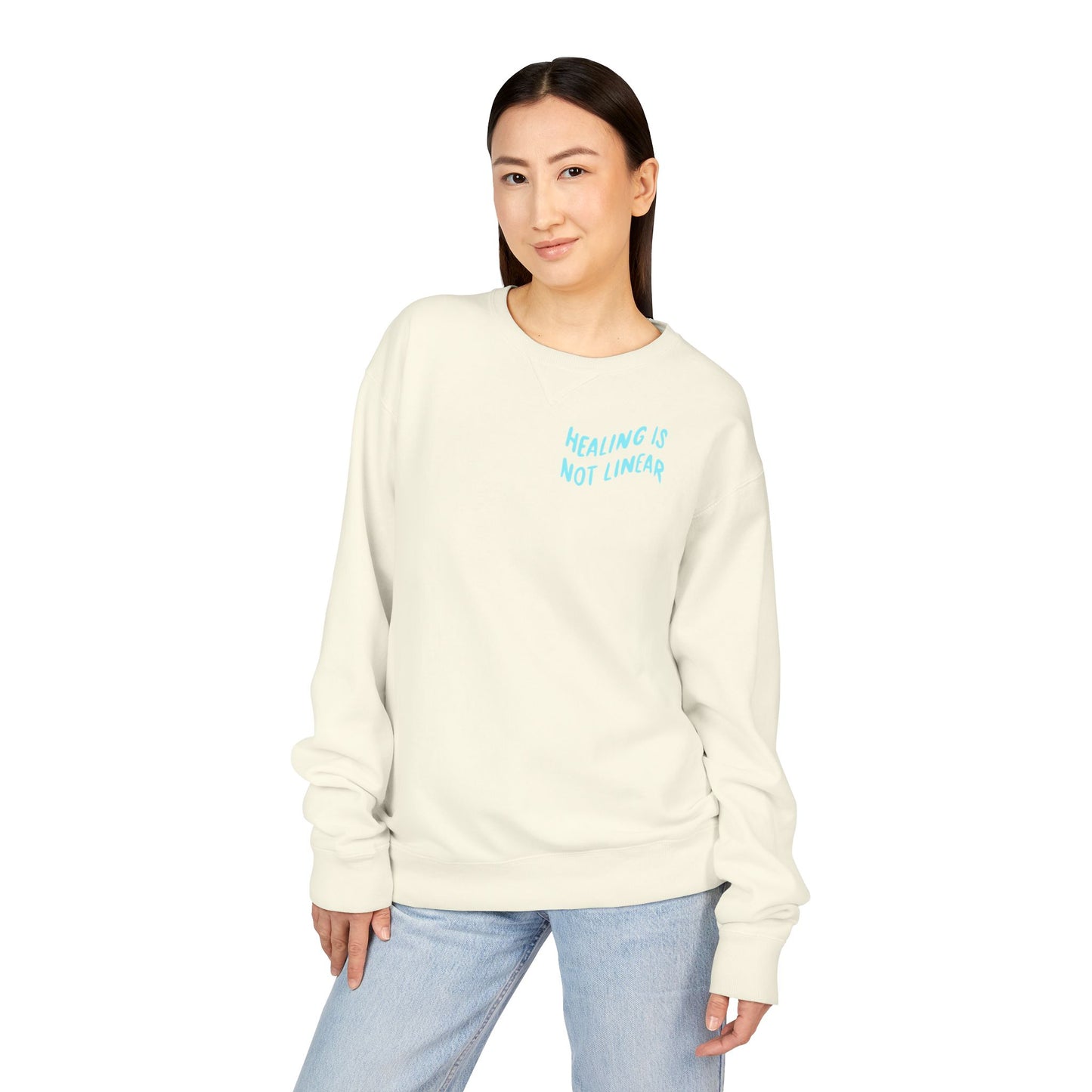 Healing Is Not Linear Crewneck - Lilac and Teal