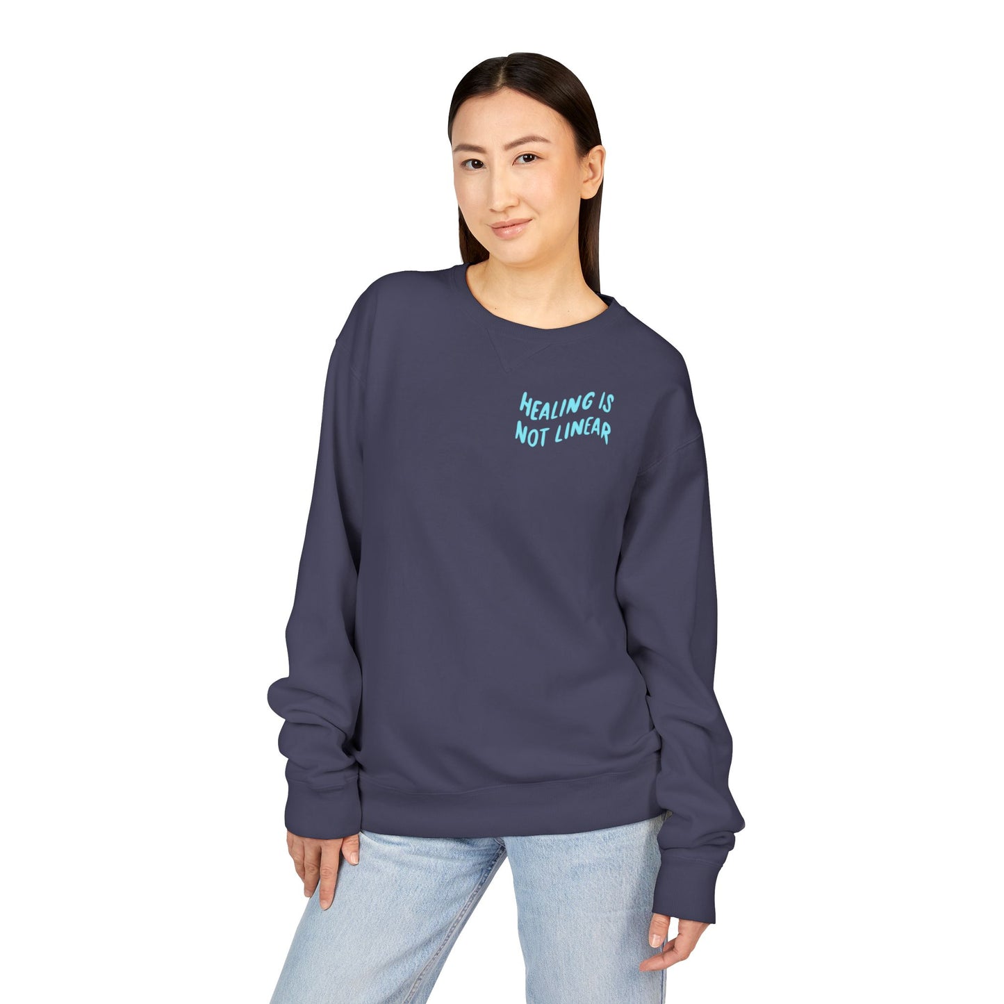 Healing Is Not Linear Crewneck - Lilac and Teal