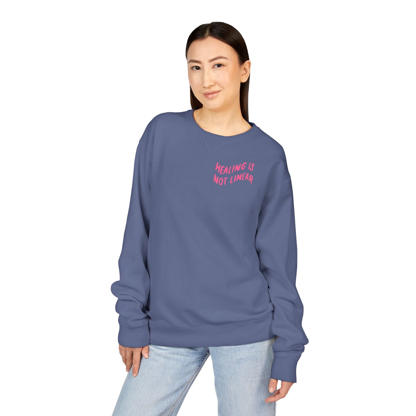 Healing Is Not Linear Crewneck - Lavender and Pink